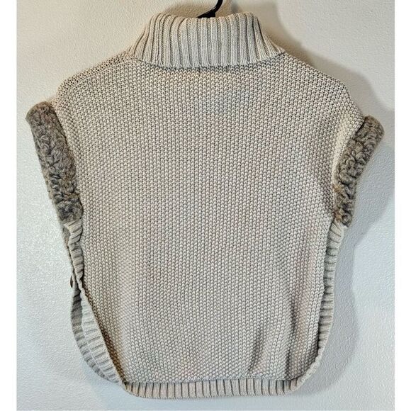 Aspen Kids Girls Poncho Turtleneck Button Side Fur Trim Sweater Size 10/12 - Picture 2 of 8